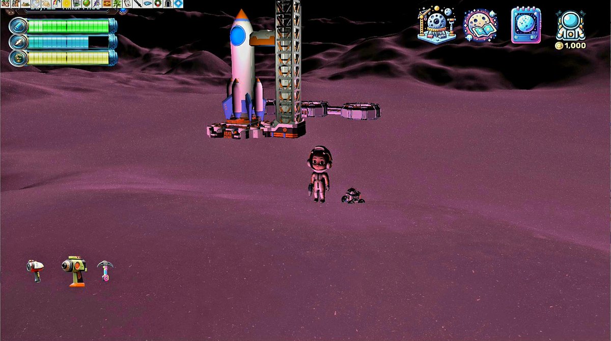MoonboundStars's tweet photo. The moon town and rocket pad are starting to take shape. All the machines and tools work now too. Huge progress! 🚀 #indiegame #indiedev  #monogame https://t.co/LUuPZRCGs4