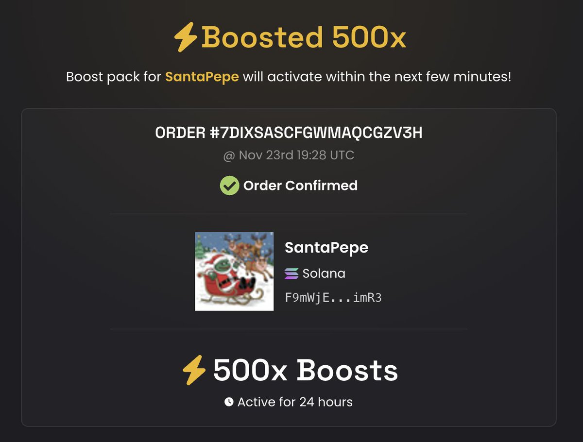 SolSantaPepe's tweet photo. 🎅 Ho ho ho, SantaPepe and his merry squad from the ACT Premium group have slid down the blockchain chimney with a shiny gift for all of you: another 500 on Dexscreener! 🎁✨

This jolly milestone wouldn’t have been possible without the love and hustle of our incredible community (you rock!) and the hardworking elves over at ACT Premium. 🧝‍♂️ They’re not just partners; they’re the magic workshop behind our token launch.

So, if you’re dreaming of launching your own token or want to join a presale group that’s as epic as SantaPepe’s bag of goodies, don’t wait—hop aboard the ACT Premium sleigh! 🚀🎄

https://t.co/4sa6mNZKGD