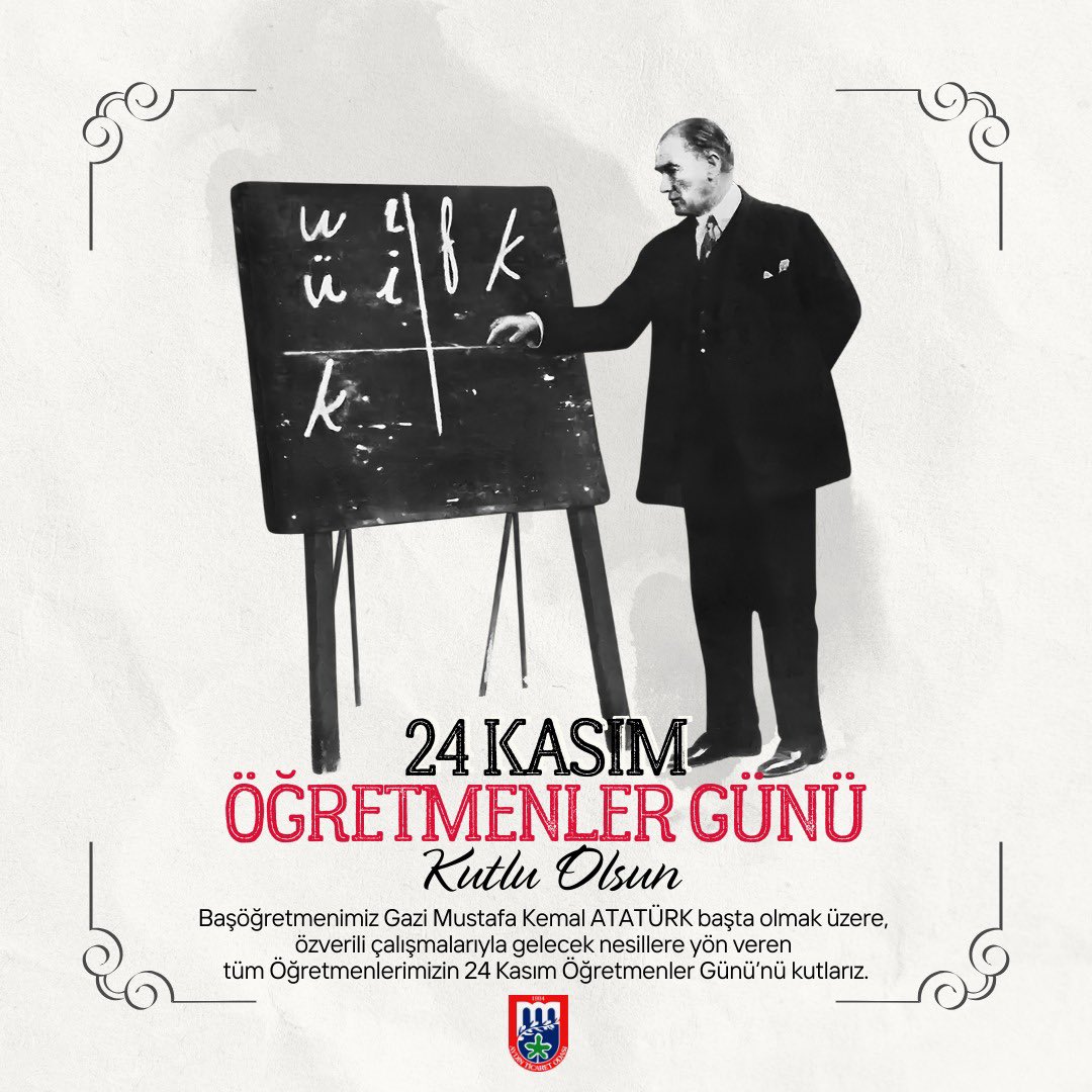 Başöğretmenimiz Gazi Mustafa Kemal ATATÜRK başta olmak üzere, özverili çalışmalarıyla gelecek nesillere yön veren tüm Öğretmenlerimizin 24 Kasım Öğretmenler Günü’nü kutlarız.