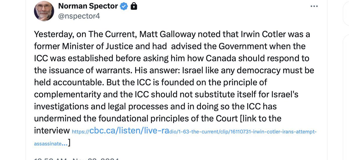 The point raised by <a href="/IrwinCotler/">Irwin Cotler</a>  that is reiterated by <a href="/nspector4/">Norman Spector</a> is an important one. The ICC should not weigh in when there is a process in Israel that can and should be followed.