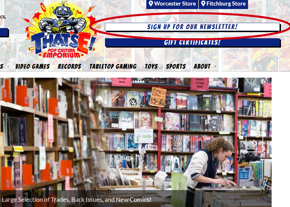 ThatsE's tweet photo. Subscribe to our free, weekly e-mail newsletter to stay up to date on all of our store events and sales!  To Subscribe, go to https://t.co/ED5NTaHqf4 and click on the "Sign Up for Our Newsletter" button at the top of the homepage! https://t.co/VB0oOatx9E