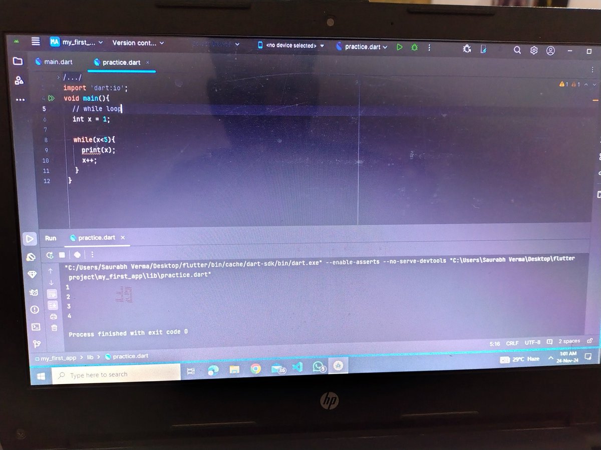 SchinVerm1's tweet image. Day 7 ✅ In learning dart language 
Today, I understand the FOR LOOP and
 WHILE LOOP . 
#dart #flutterdeveloper
#appdevelopment  
#forloop
#whileloop