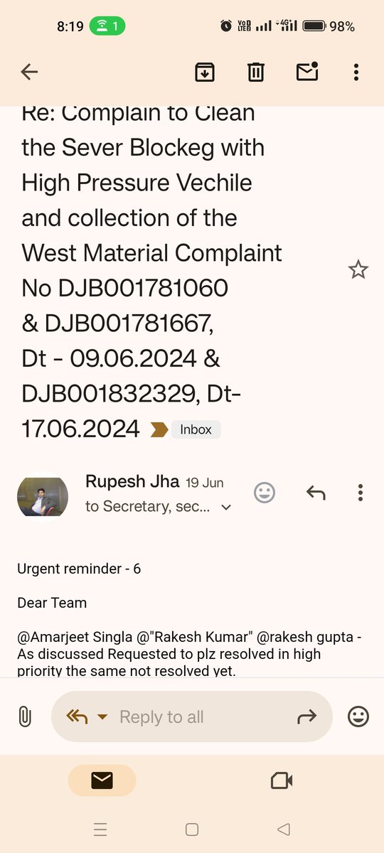 rupeshkjha's tweet photo. @AtishiAAP @CMODelhi @ArvindKejriwal @LtGovDelhi @MCD_Delhi @DelhiPw @OberoiShelly @dcwestzone @DMwestDelhi @delhi_sw Resp. Atishi Mam, All Rama Park B-Block Sevarage are full continue follow up with Area JE Amarjeet Singla but no response fr. Last 6 months. Plz Intervene to DN. https://t.co/snewBh1E5e