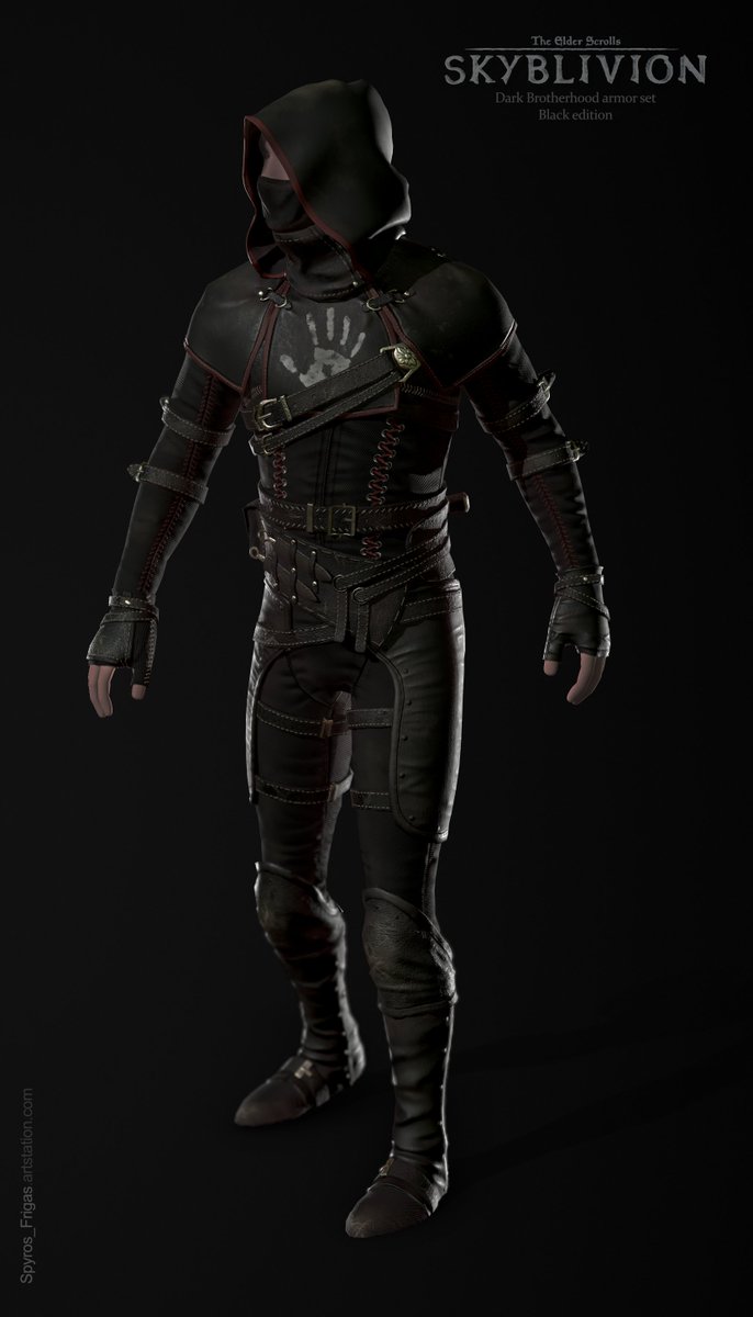 SFrigas's tweet image. Oldies but goodies! Remembering the remade Dark Brotherhood armor set, in its Black Edition. It was a joy to work on this armor set for Skyblivion. Based on the concept made by India Lee Crews. :)