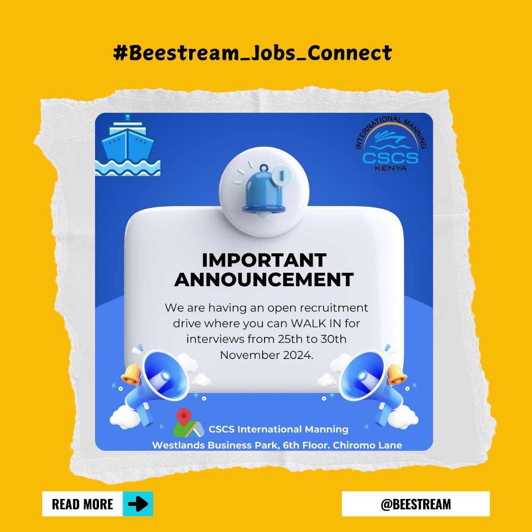 BeeStream65946's tweet image. 🚨 Job Opportunity Alert! #beeinformed   

Find the full information on the Beestream Whatsapp Channel whatsapp.com/channel/0029Va…

Moses Kuria Hanifa Kairo Somalis Omutata Morara Adani My President PS Interior Omollo