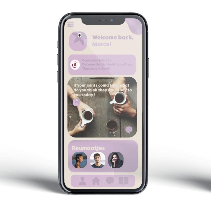 Student Puck Yuki Steenhuis van de Bachelor of Visual Communication maakte een bijzondere campagne voor reumapatiënten om eenzaamheid tegen te gaan; 'Reumaatje'. sintlucas.nl/opleiding/bach…
#bachelortraject #visualcommunication #app #design #maatschappelijkproject
