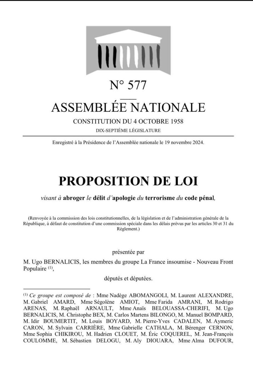 xavierbertrand's tweet photo. 6 jours après les commémorations des terribles attentats islamistes du #13novembre qui ont coûté la vie à 130 Français, la France Insoumise dépose une proposition de loi pour abroger le délit d’apologie du terrorisme. @JLMelenchon : jusqu’où iront vos élus dans l’abject ? https://t.co/XofGkV9Xny