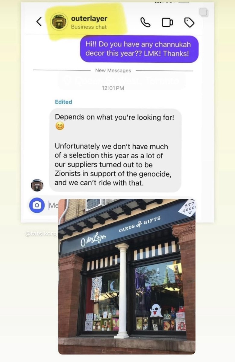 EYakoby's tweet image. DISGUSTING: Outer Layer in Canada is barely selling Hannukah decorations this year because most of the suppliers are "Zionists." Meaning, most of the suppliers are Jewish.

Canada has fallen.