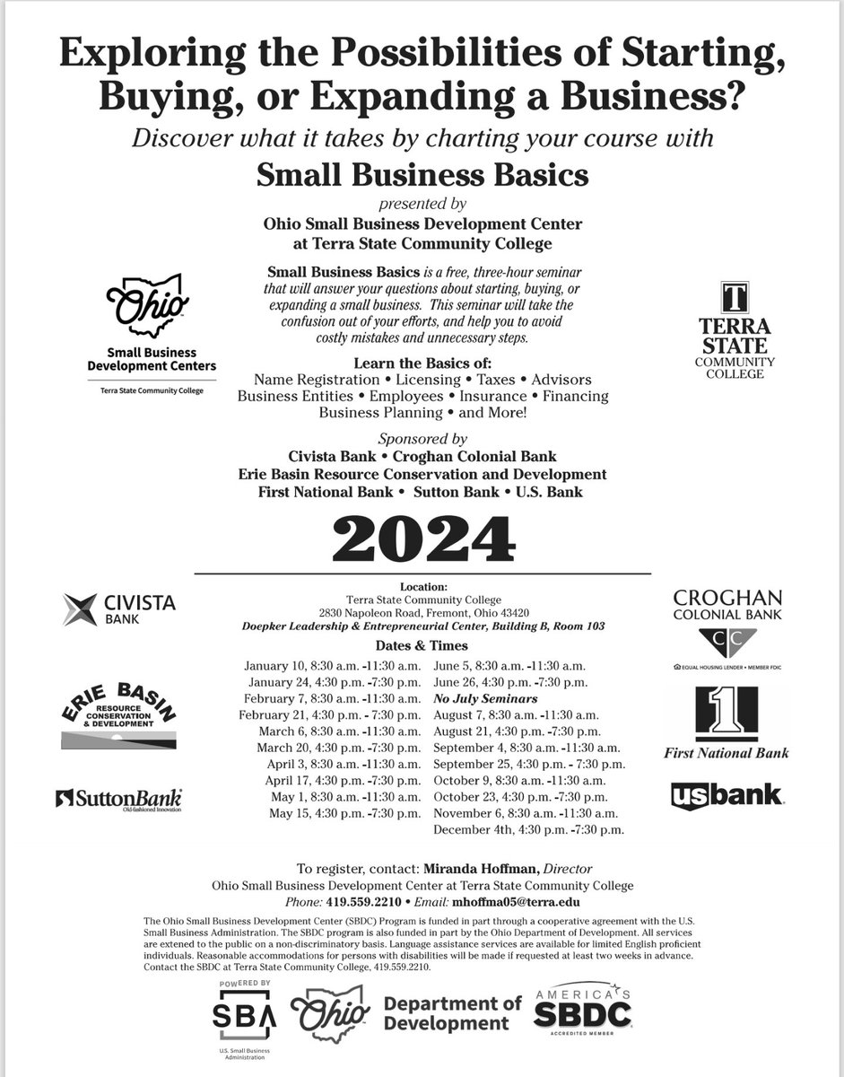 Small business owners: there is one last Small Business Basics workshop yet this year. These free workshops are geared towards folks who are considering starting, buying, or expanding a business. If the December date doesn't work for you, the new 2025 calendar will be out soon.