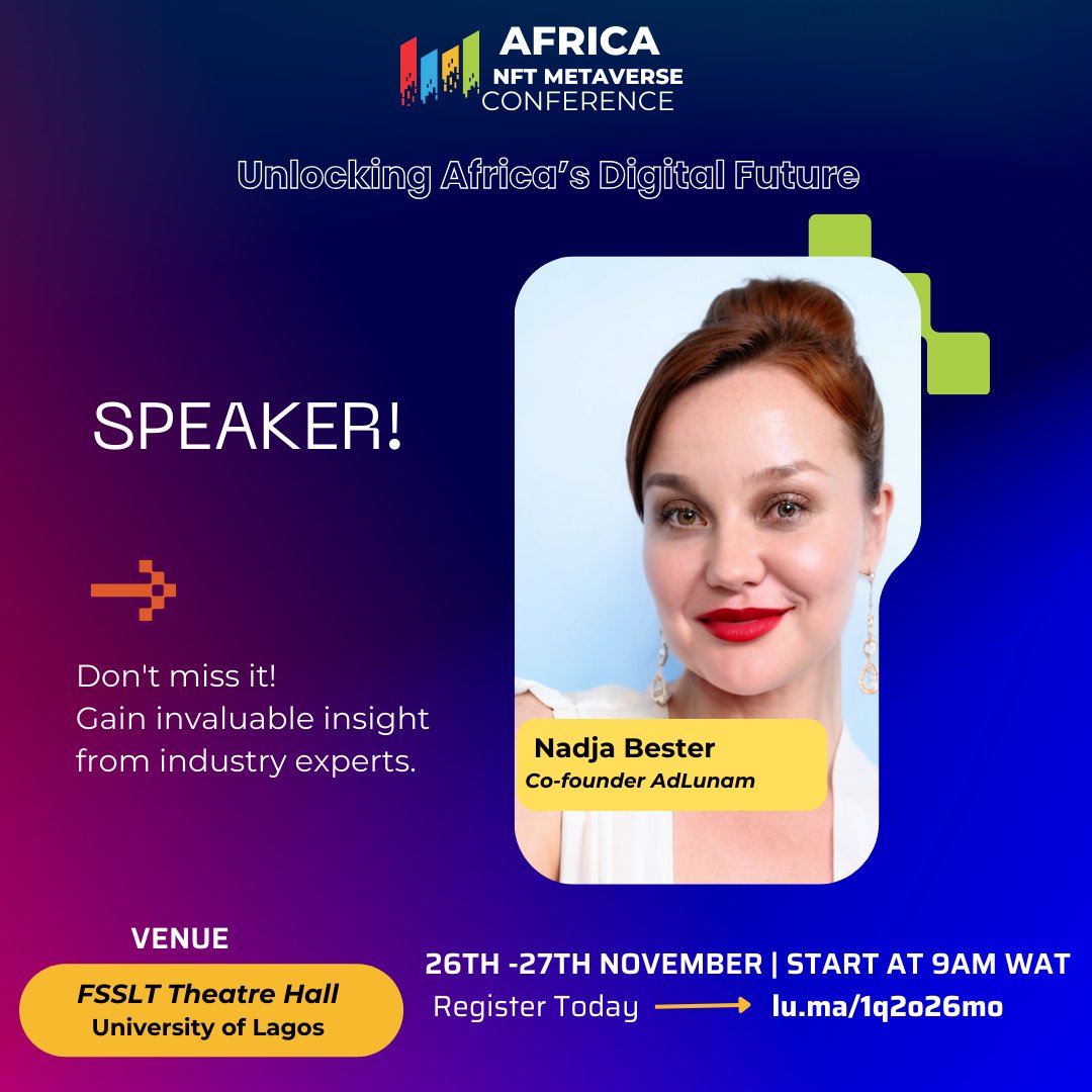 web3switch's tweet photo. Nadja Bester brings a wealth of diverse expertise to AdLunam as an entrepreneur, board member, advisor, award-winning startup mentor, international speaker, author, and host of the podcast "The Future of NFTs."
Register Now: https://t.co/M7buj4n90q
#ANMC24 #EKODEV #BTC https://t.co/FYtZJ7mm9y