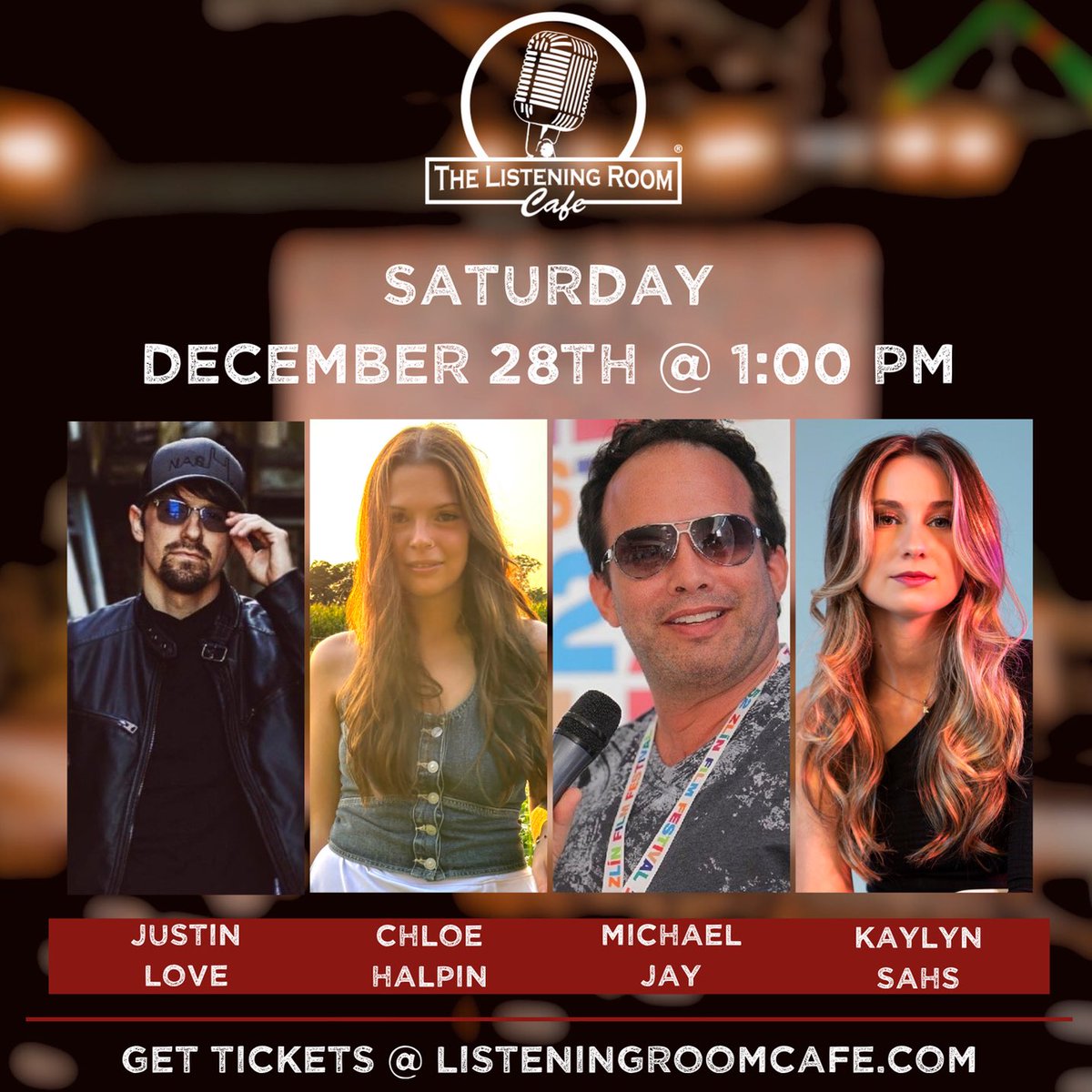 michaeljaysongs's tweet photo. Save the date. Get your tickets. It’s my ⁦@listeningroom⁩ debut on Dec28 at 1pm. Honored to share the stage with ⁦@_thejustinlove⁩ , ⁦@kaylynsahs⁩ &amp; ⁦@chloehalpin1⁩ . Come for the hits, stay for some new songs. #TheListeningRoom #MichaelJay https://t.co/O7sD6OkaRO