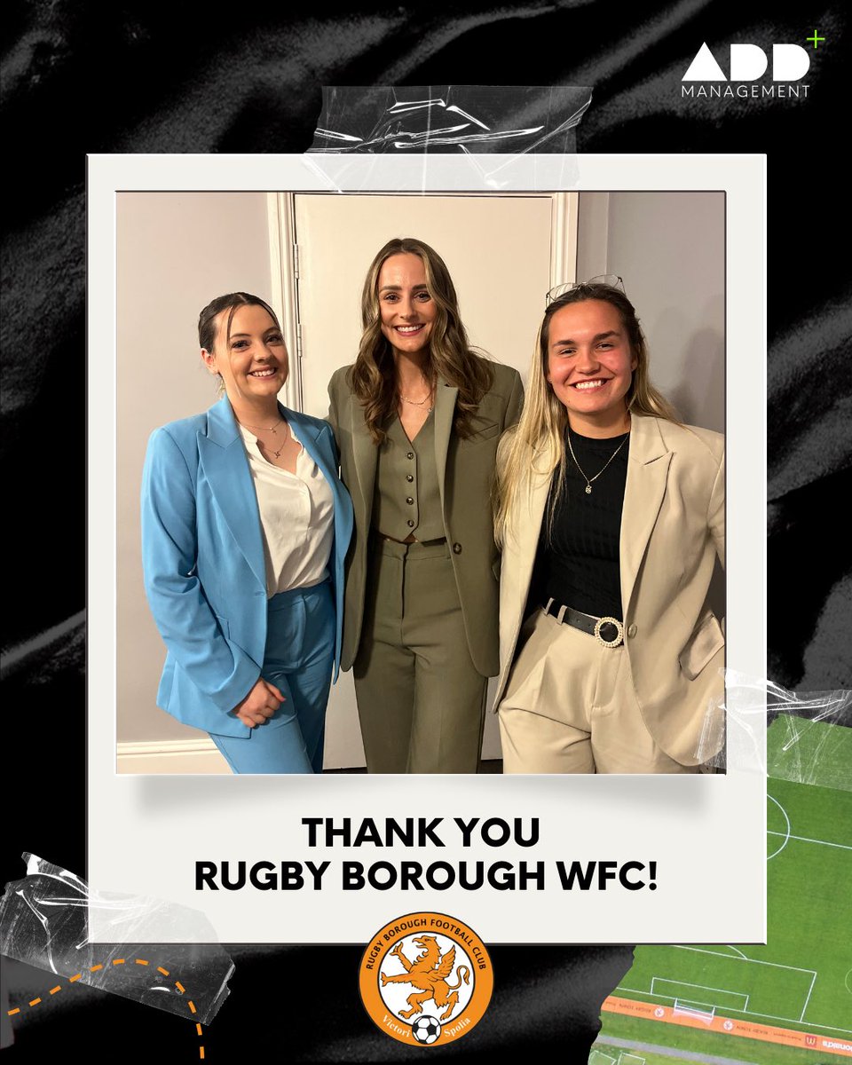 AddManagementUK's tweet photo. What a fantastic Personal Branding workshop with the @RugbyBoroughWFC team and @GAdderley + @AddManagementUK ⚽️

We believe in the importance of supporting female athletes both on and off the pitch and thank the team for welcoming us.📈🧡⚽️

#womensfootball #personalbranding https://t.co/qF2fZBfXoO