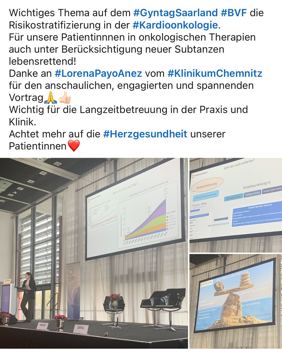 Vielen Dank für die freundlichen Worte und die Möglichkeit, beim #GyntagSaarland über #Kardioonkologie zu sprechen. Es freut mich sehr, dass das Thema Anklang gefunden hat! ❤️