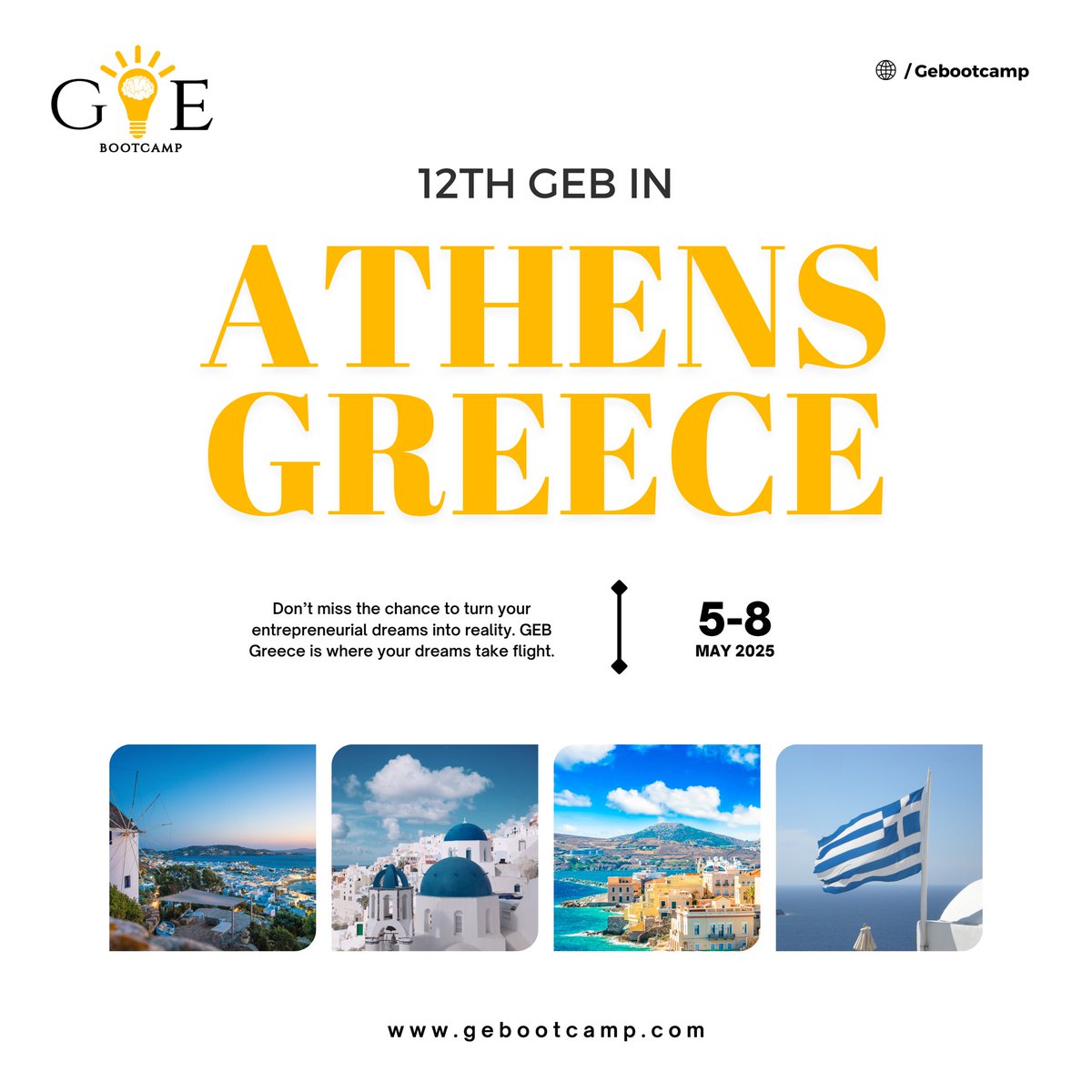 khagendra1993's tweet photo. Join us for the 12th Global Entrepreneurship Bootcamp in Athens, Greece! 🇬🇷

📅 Date: May 5-8, 2025

Don’t miss the chance to turn your entrepreneurial dreams into reality. GEB Greece is where your dreams take flight.

Apply Now: https://t.co/EARonOZEEX https://t.co/BP0s3g7rJ5