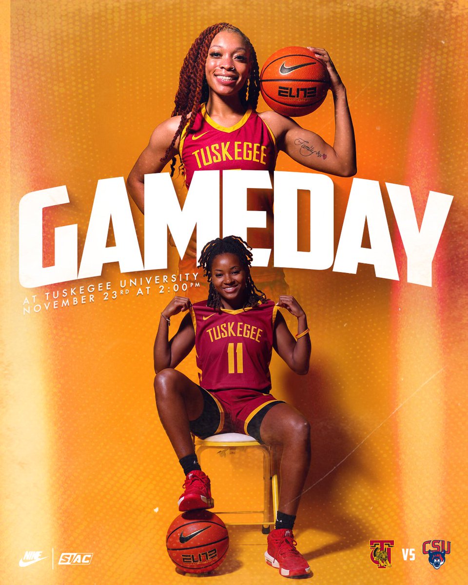 tuskegee_WBB's tweet photo. 🚨 GAMEDAY ALERT🚨
The Golden Tigers are back in action on Saturday!
🆚 Columbus State
🏟️Chappie James Center
📊 https://t.co/dsrTMjjtLK
Let’s pack the house and cheer on our squad as they defend home court!
#SkegeeWBB l #MyTUAthletics l #SIAC l #BeatCSU https://t.co/LbxBUW6ApU