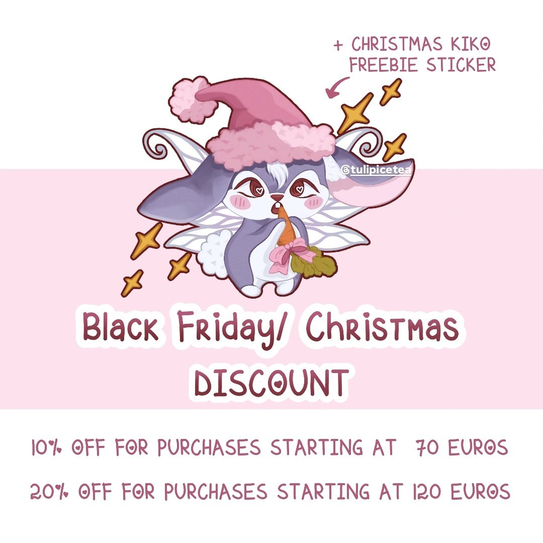 My ETSY Shop is having a Discount for Black Friday &amp; Christmas Season🧚‍♀️❄️ 
[1 month starting now]
🔗etsy.com/shop/tulipicet…
