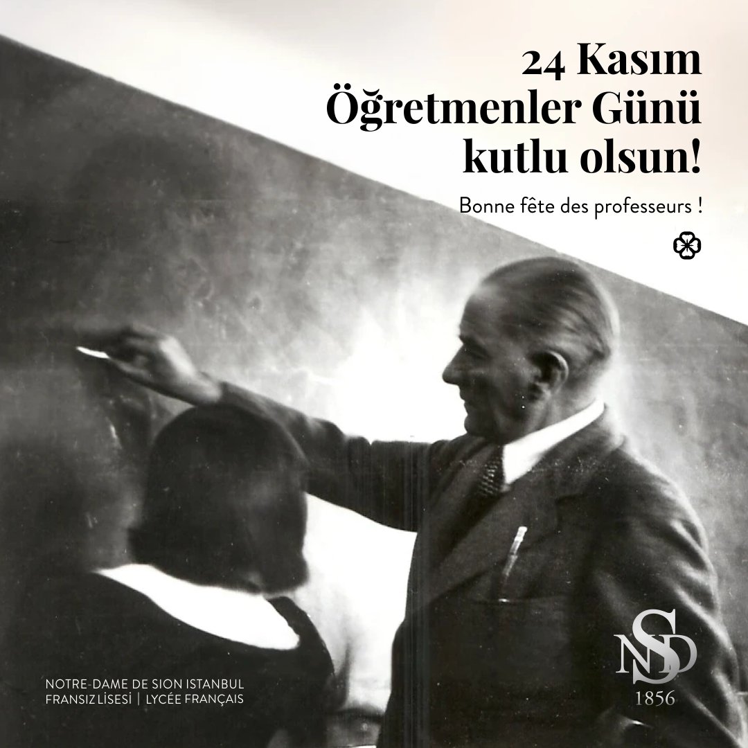 Atatürk’ün “Öğretmenler, yeni nesil sizlerin eseri olacaktır” sözünden ilham alarak, tüm öğretmenlerimizin emeklerini minnetle anıyor, Öğretmenler Günü'nü kutluyoruz!

#NotreDameDeSionFransızLisesi #LycéeNotreDameDeSion #NDS #ÖğretmenlerGünü #FêteDesProfesseurs