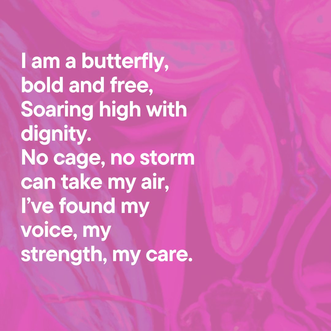 TW: Domestic abuse
Day 5: ‘Like a butterfly, I broke free from the cocoon of abuse and found my wings.’ 🦋
These words, from a woman on our Breathe Free course, highlight the journey from survival to freedom. Transformation is possible. 💜 #16DaysOfAction #NoExcuse