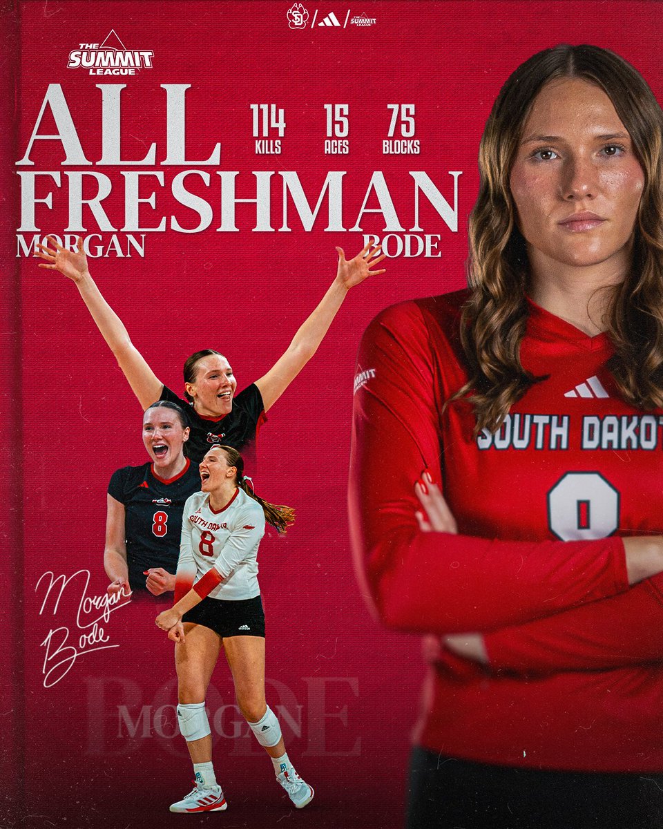 SDCoyotesVB's tweet image. Force in the middle 🧱

@morganbode_  led all @TheSummitLeague players in blocks in conference play!

#GoYotes x #WeAreSouthDakota