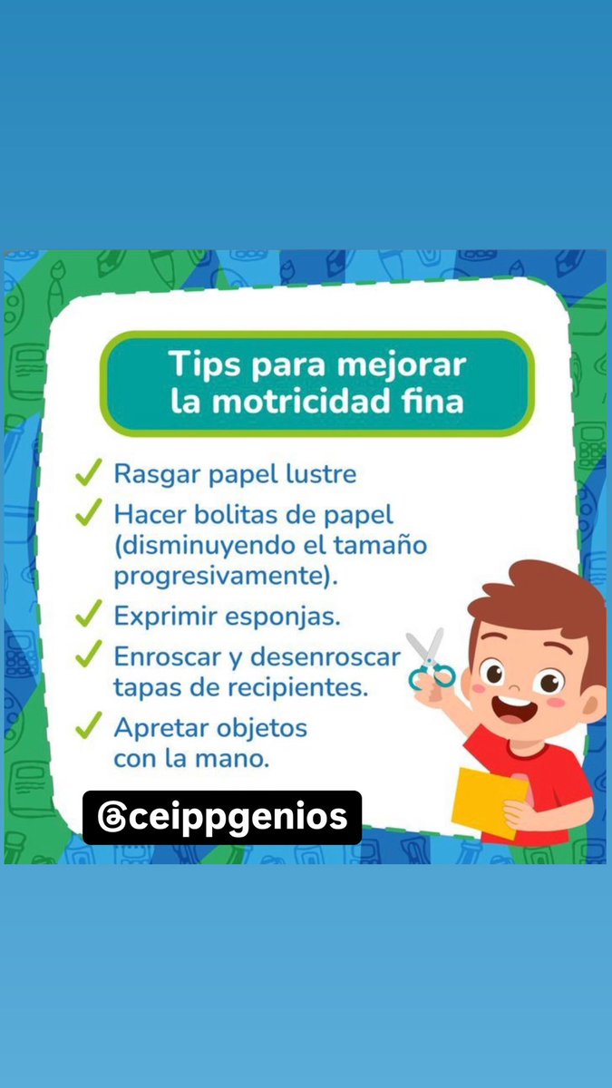 ¡Buenas tardes papis y mamis! Desde nuestro centro os dejamos estos tips para mejorar la motricidad fina ya que  impulsa el desarrollo, la autonomía y habilidades clave como escribir y dibujar. ✍🏻〰️ #educauja #motricidad