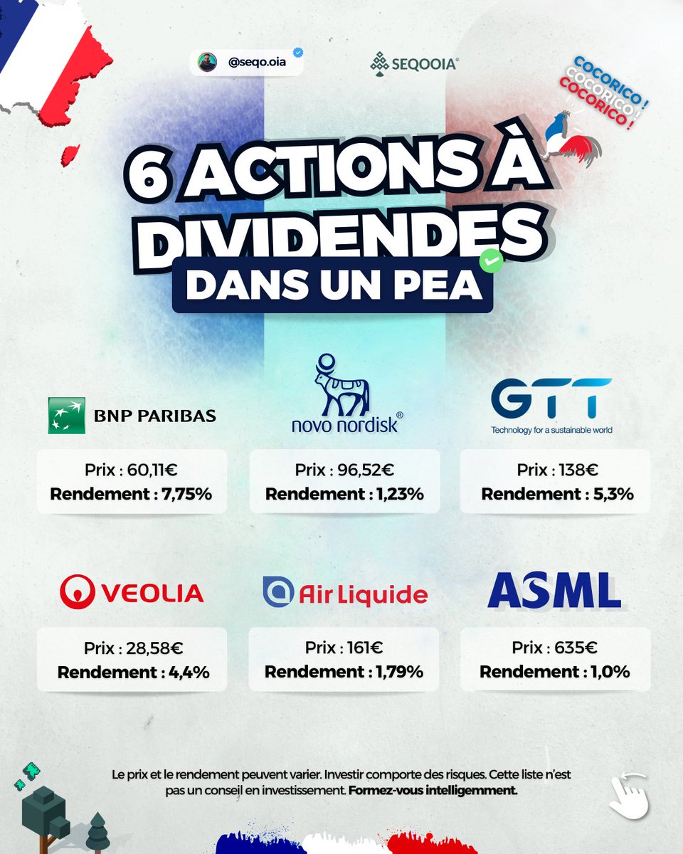 sseqooia's tweet photo. 6 actions à dividendes à detenir dans un PEA 👇 https://t.co/EpvlhMpOcr