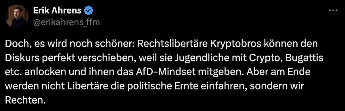 Blocktrainer übernimmt unkritisch die Pressemitteilung der AfD (die schon früher unter dem Bitcoin-Deckmantel Stimmung gegen Euro, Ausländer und EU machte) und hilft so bei ihrem Ziel, Bitcoiner zu Single-Issue-Votern der AfD zu konvertieren.
Von #DontTrustVerify keine Spur.