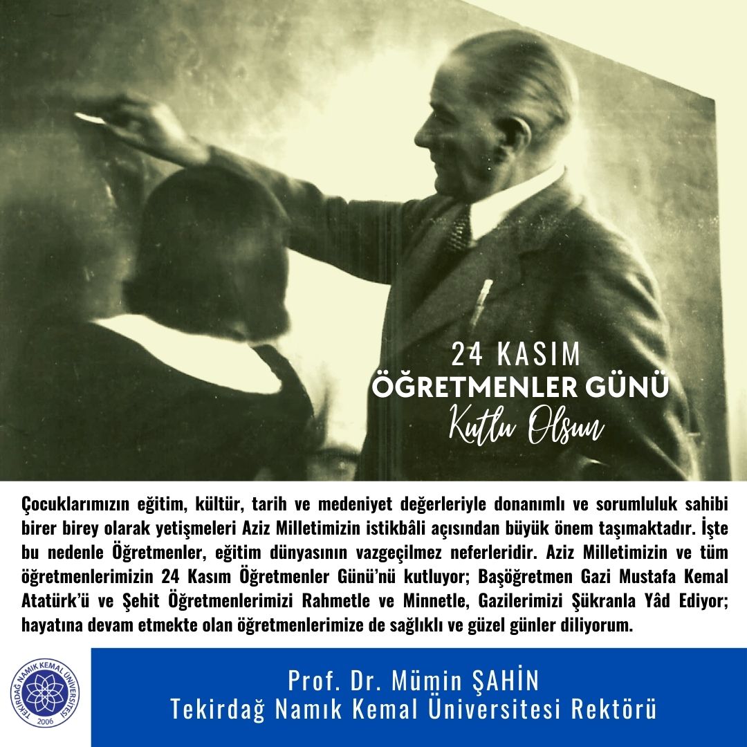 Üniversitemiz Rektörü Prof. Dr. Mümin ŞAHİN'in '24 Kasım Öğretmenler Günü' Mesajı