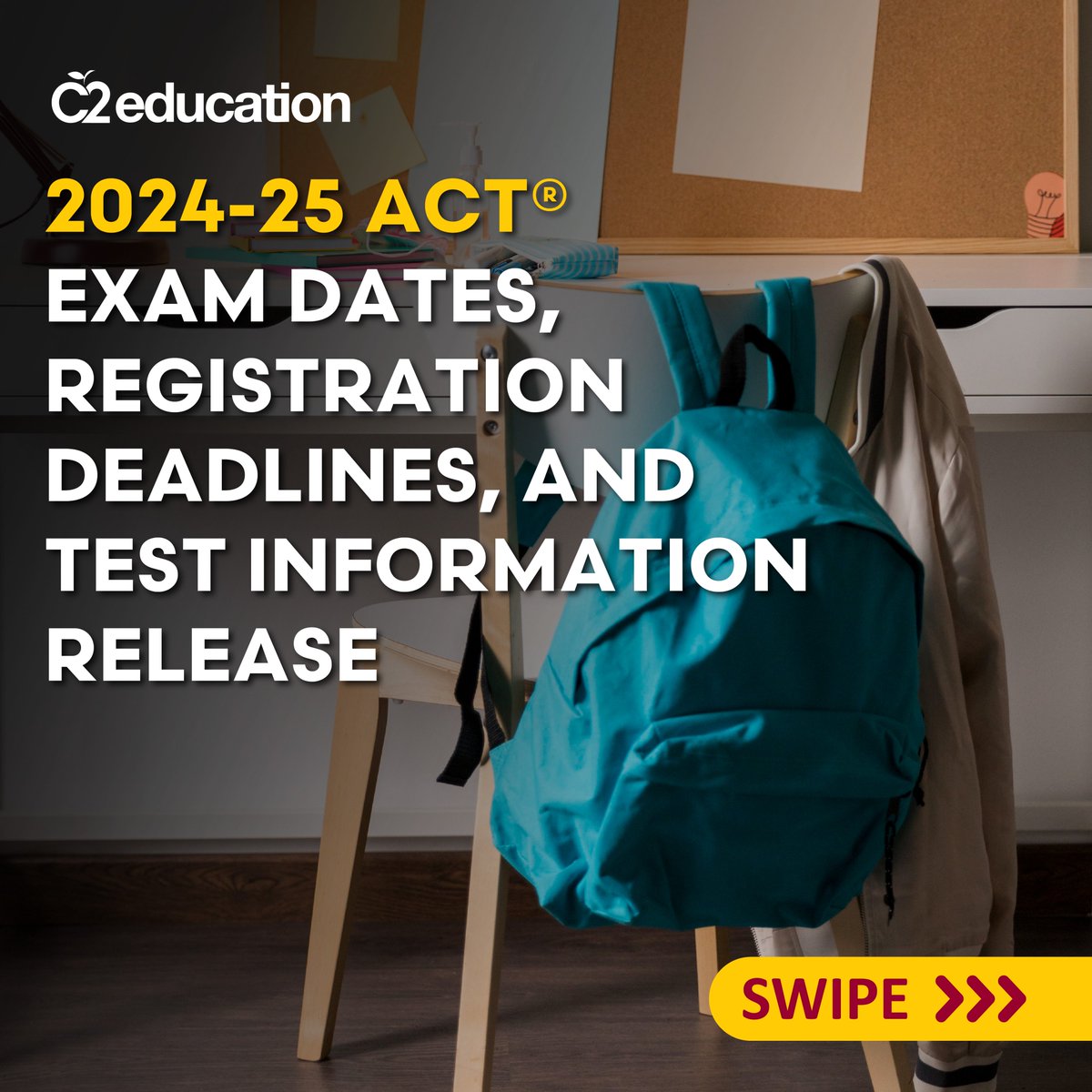 C2Frisco's tweet image. It's time to mark your calendars for the 2024-25 ACT® exam dates! Swipe through for essential registration deadlines and important test information. Stay prepared and set your child up for success!

#ACT #TestDates #CollegePrep #TestRegistration #C2Education #StudentSuccess
