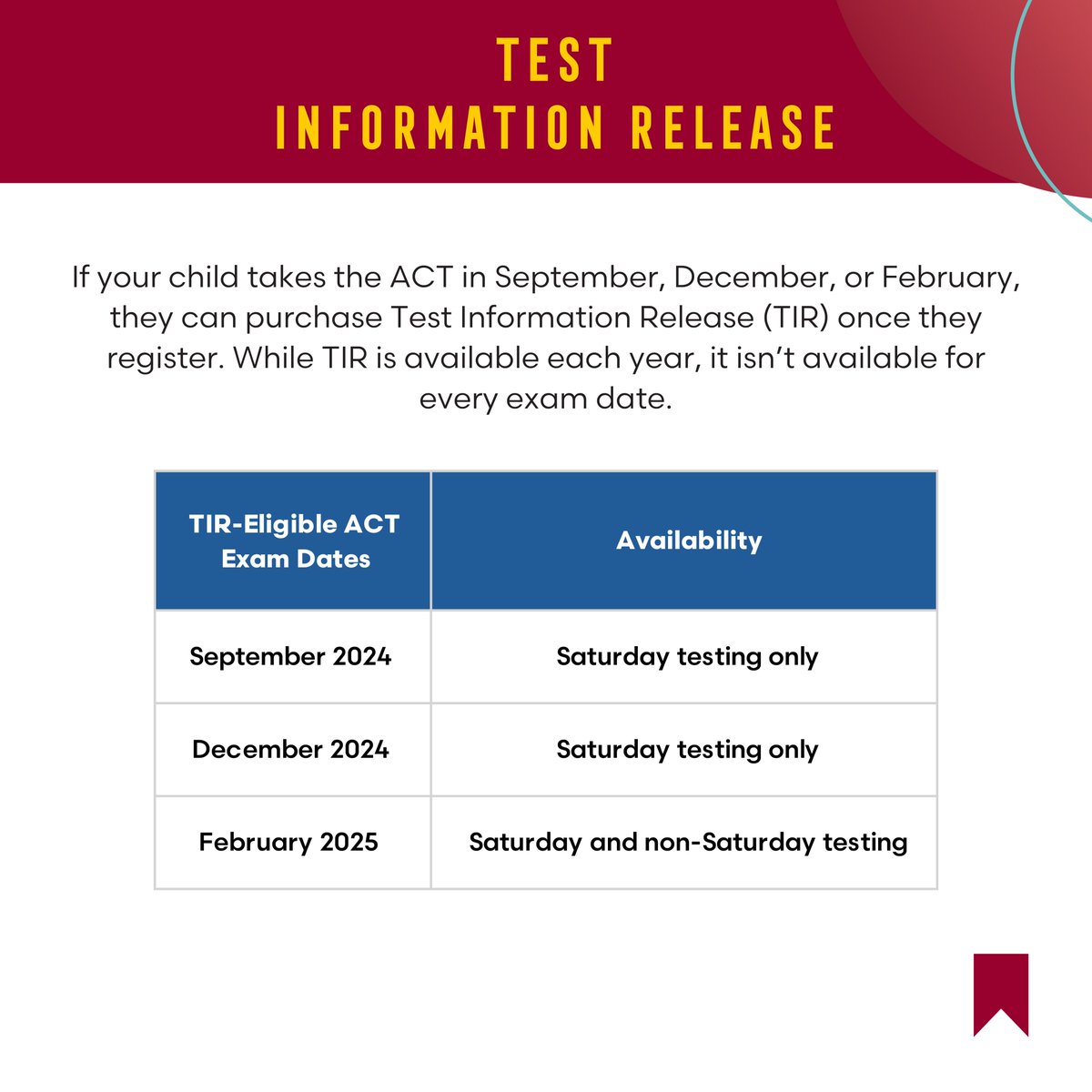 C2Frisco's tweet image. It's time to mark your calendars for the 2024-25 ACT® exam dates! Swipe through for essential registration deadlines and important test information. Stay prepared and set your child up for success!

#ACT #TestDates #CollegePrep #TestRegistration #C2Education #StudentSuccess
