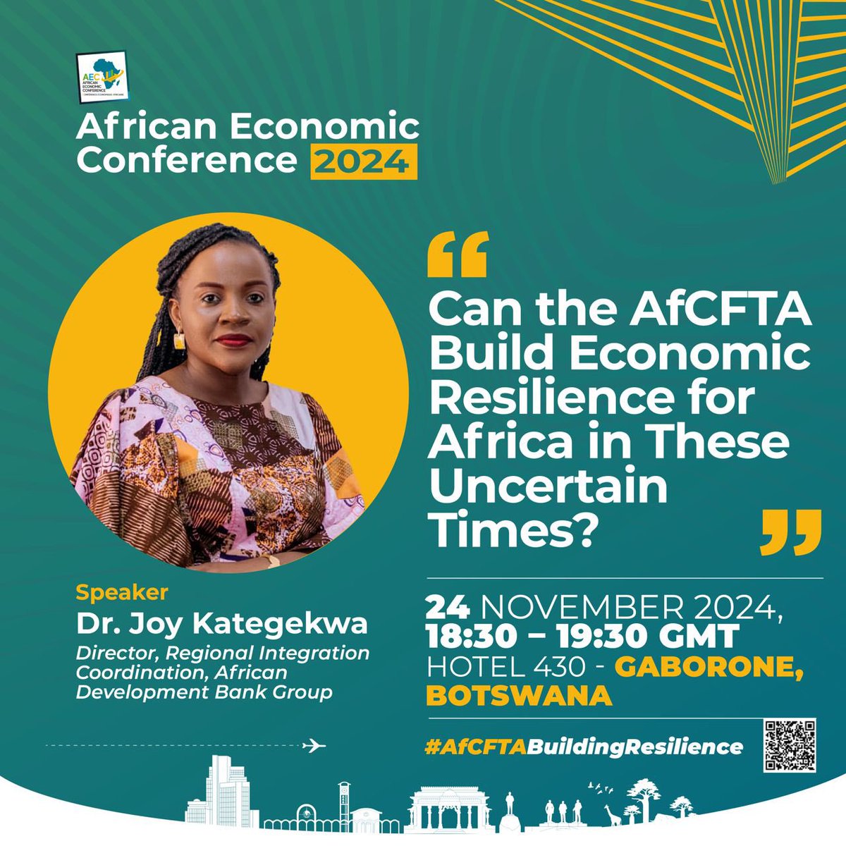 ✨ It’s time 2 define the Continent’s future through trade &amp; industry. Excited to join brilliant minds tomorrow @ #AEC2024 for a session attracting high-level speakers on ‘Can AfCFTA Build Economic Resilience for Africa in These Uncertain Times?’
#AfCFTABuildingResilience