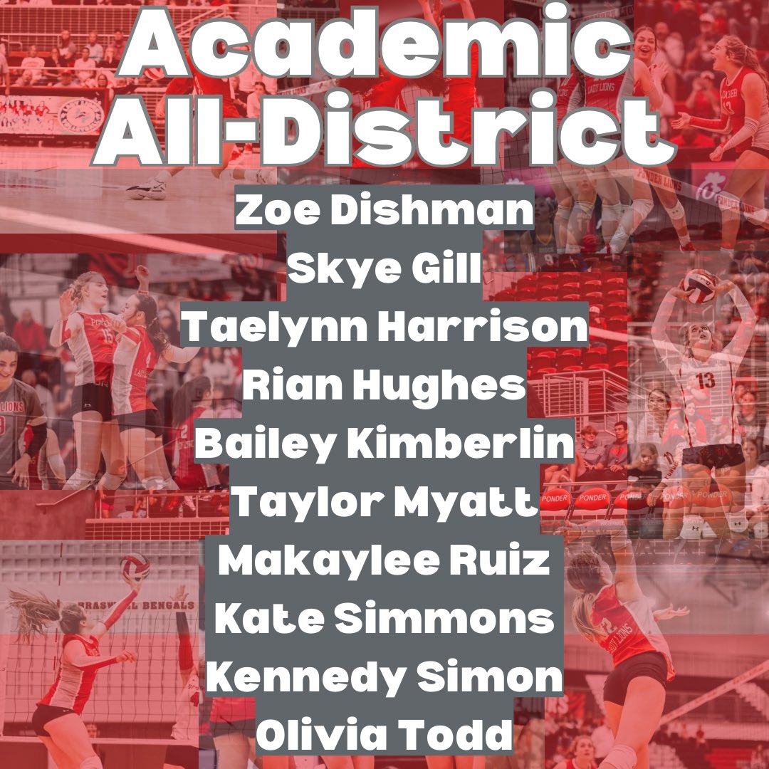 Congrats to these student athletes for making District 10-3A Academic All-District‼️🏐