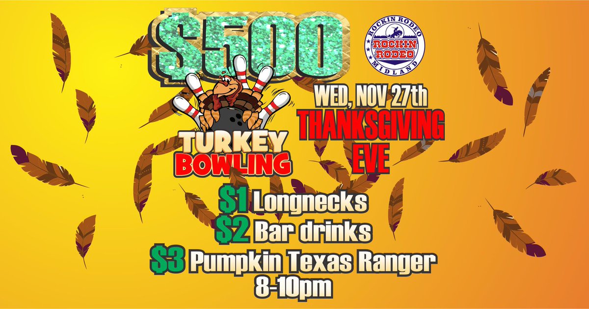 RockinRodeoMid's tweet photo. Join us for a Thanksgiving Eve party this upcoming Wednesday at Rockin’ Rodeo in Midland, TX! @rockinrodeomid 

#thanksgiving #midlandtx #countrybar #odessatexas https://t.co/MRBW4uTXG3