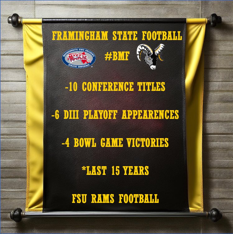 <a href="/fsuramsfootball/">Framingham State University Football</a>  we put the work in every year and will continue to do so. Come join our family 🟡🐏⚫️ #BMF