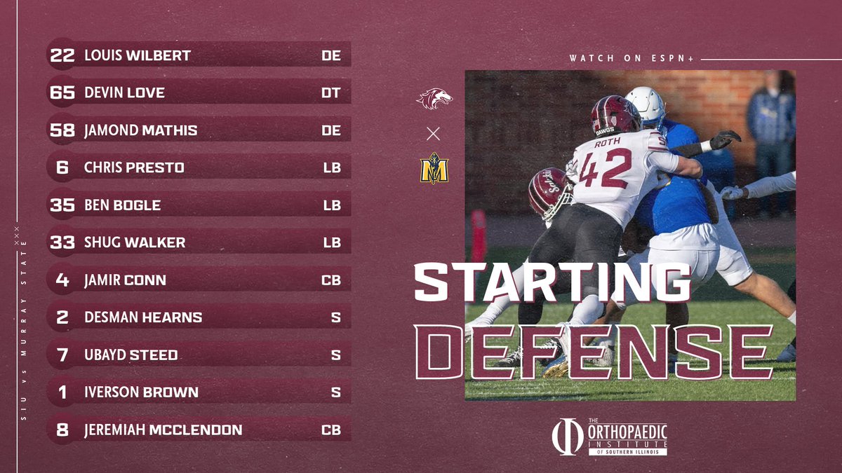 SIU_Football's tweet photo. Here’s how the Salukis line up against the Racers! ⬇️

#Salukis | #RunWithUs https://t.co/OAIrnT752h