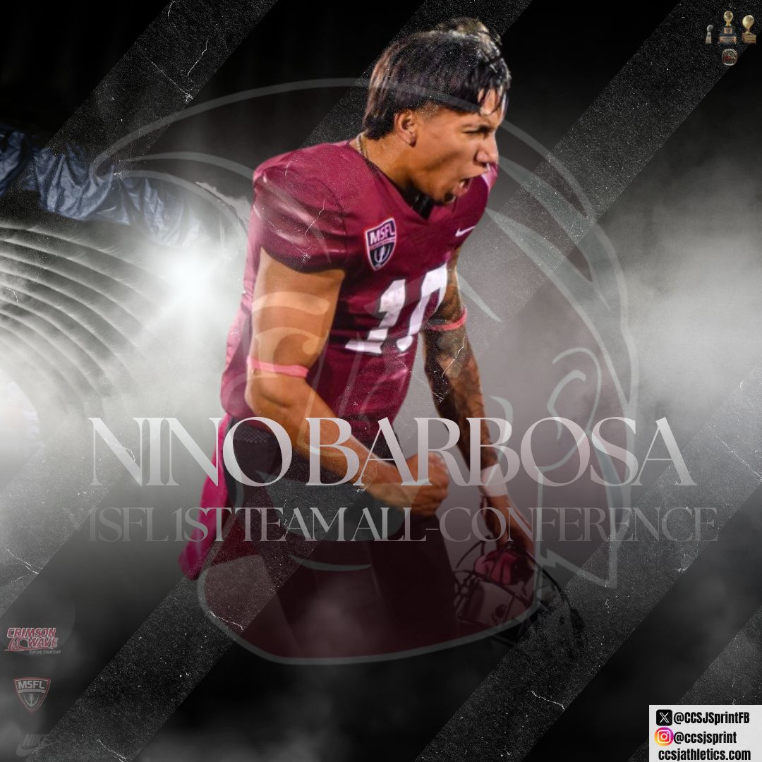 Calumet College of Saint Joseph Sprint FB 🌊 (@ccsjsprintfb) on Twitter photo Congratulations, Nino "Captain" Barbosa, for making the <a href="/MidwestSFL/">Midwest Sprint Football League</a> 2024 first team all-conference team! @Ninob1210 <a href="/CCSJAthletics/">Crimson Wave</a> <a href="/CCSJWave/">Calumet College of St. Joseph</a> Congratulations, Nino "Captain" Barbosa, for making the <a href="/MidwestSFL/">Midwest Sprint Football League</a> 2024 first team all-conference team! @Ninob1210 <a href="/CCSJAthletics/">Crimson Wave</a> <a href="/CCSJWave/">Calumet College of St. Joseph</a>