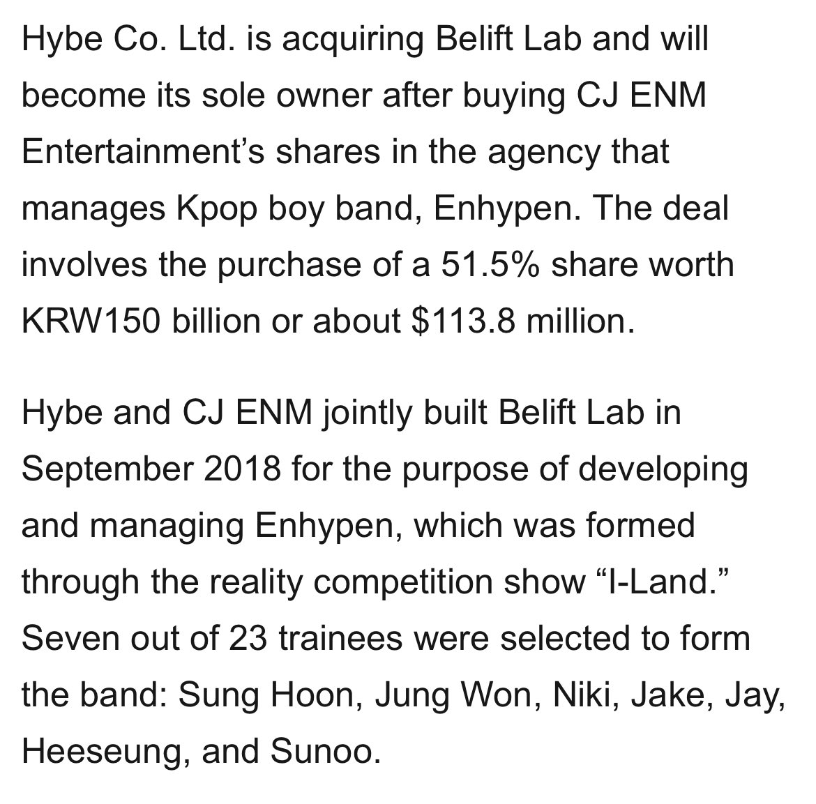 📋Facts that every Engene should remember because CJ ENM/Mnet never forgets.

- CJ ENM was broke and sold their majority share of Belift to Hybe
- R U NEXT was aired on JTBC because negotiations between hybe/cj enm didn’t work out for I-land 2
- After they sold Belift, Mnet did