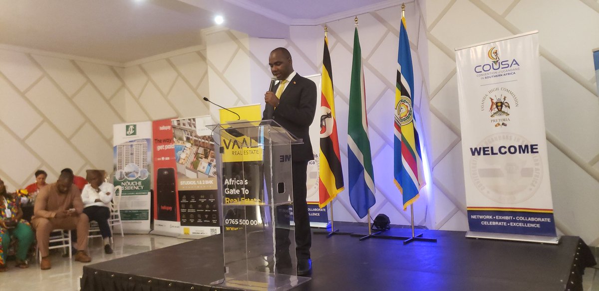 UbcRadiouganda's tweet photo. Hon. @henrymusasizi1, Minister of State for Finance has represented President @KagutaMuseveni at the #COUSA gathering at Villa Africa Hotel in Pretoria .
The president has urged Ugandan youth in South Africa to unite and embrace a collective identity. https://t.co/3xJs3QPVmf