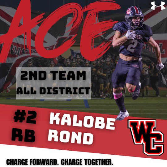 Congratulations to Sophomore Kalobe Rond being selected as 2nd Team All District for the 2024 season. #ChargeForward #ChargeTogether #WC 👌🏼