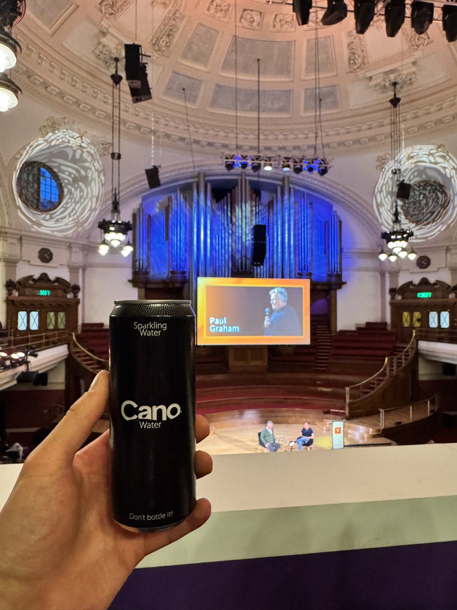 maxonary's tweet photo. Apparently, there‘s no La Croix‘ in the UK. 
Of course required for any @ycombinator and any SF event - they found a British alternative @canowater 😂

#sf #london #ycstartupschool24 https://t.co/eAh5REcyv3