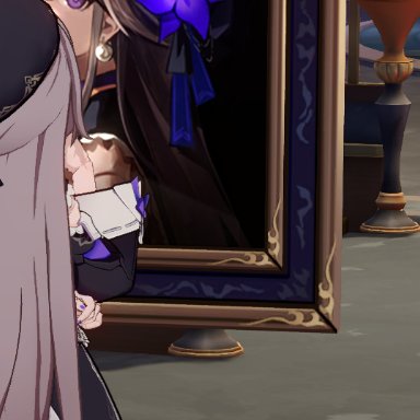 twinzie07's tweet photo. while looking for possible connections between black swan and herta to explain the 'coincidence' that they both have an interest in the express visiting amphoreus, I found the most stupid random detail ever

the design on the edge of their portrait's frames are the same https://t.co/M03zch3yDs