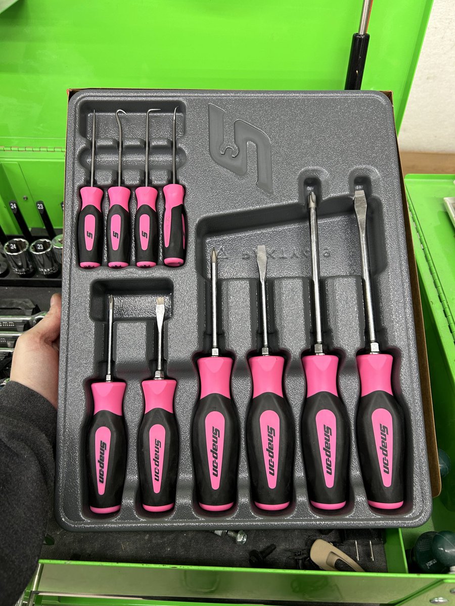 a lot of unpleasant things happened this week and I’m not done being mad about it BUT the tool truck man started bringing pink sets for me💅🏼