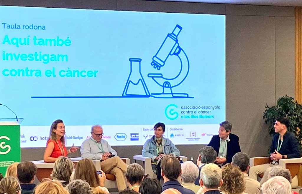 GMOT16's tweet photo. Hoy hemos estado presentes en el IV Congreso de personas con cáncer y familiares en las Illes Balears. @PilarRoca21 y @peremmb han participado en la mesa redonda "Aquí també investigam contra el càncer", donde han podido explicar nuestras investigaciones. Gracias @ContraCancerIB https://t.co/n1Wu04ks7t