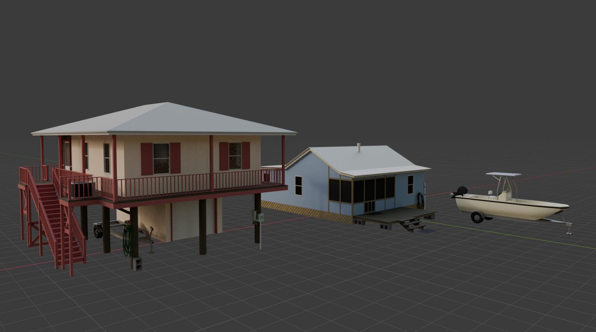 Two of the latest homes of coastal Louisiana that I’m working on for Silenus. Textures still to come.
