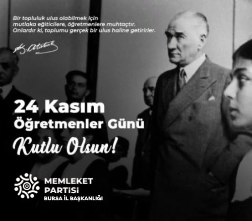 “ Gelecek Gençlerin Gençler İse Öğretmenlerin Eseridir. “ 
Başta Baş Öğretmenimiz Gazi Mustafa Kemal Atatürk Olmak Üzere Tüm Öğretmenlerimizin Ve Öğretmen Adaylarımızın Öğretmenler Günü Kutlu Olsun <a href="/MemleketimParti/">Memleket Partisi</a> <a href="/vekilince/">Muharrem İNCE</a>