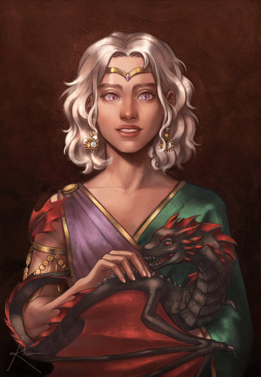 lukituart's tweet photo. [Drogon looped his neck around to nip at her hand. His teeth were very sharp, but he never broke her skin when they played like this.]

tags: asoiaf, daenerys targaryen, dany, drogon https://t.co/K40wmVLbRW