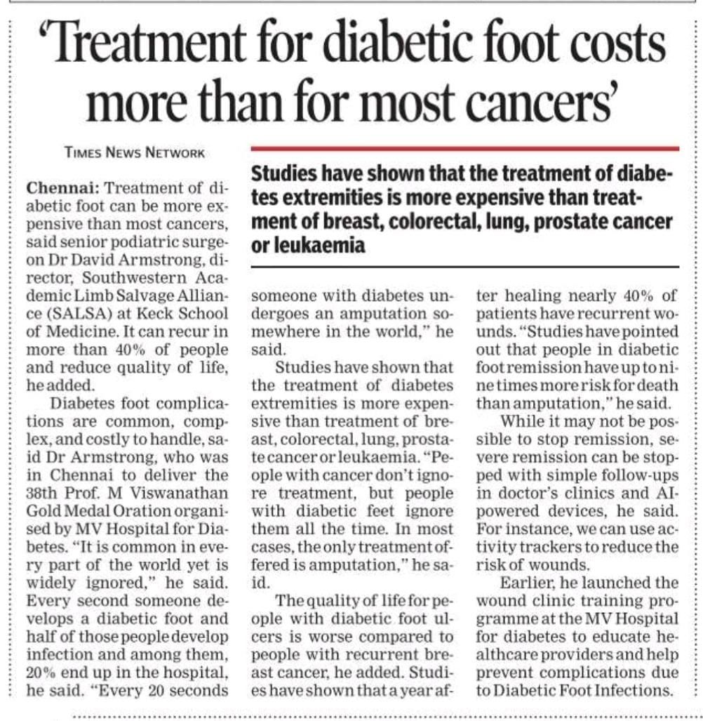Treatment for diabetic foot costs more than for most cancers <a href="/USC/">USC</a> @KeckSchool_USC @TimesofIndia <a href="/ALPSlimb/">ALPS (American Limb Preservation Society)</a> <a href="/APMA/">APMA</a> diabeticfootonline.com/2024/04/01/tre…