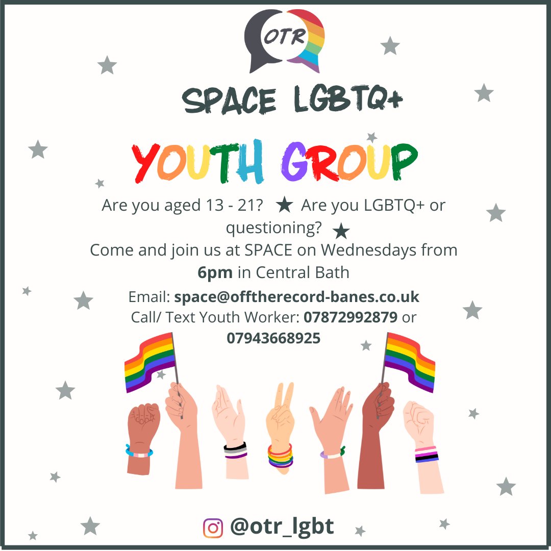🏳️‍⚧️🏳️‍🌈Check out our LGBTQ+ Youth Group Space! This group runs weekly on Wednesdays at the new time of 6pm-8pm. We offer a range of positive activities and support for young people! Get in touch if you or someone you care for wants to come along! 🏳️‍⚧️🏳️‍🌈