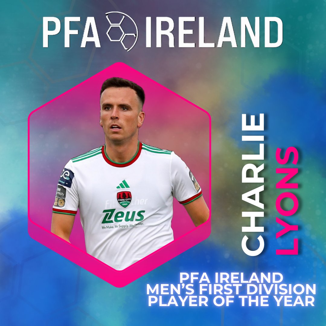 The winner of the PFA Ireland Men’s First Division Player of the Year 2024 is Charlie Lyons! Well doen Charlie! 🙌

 #PFAIawards24 #LOI