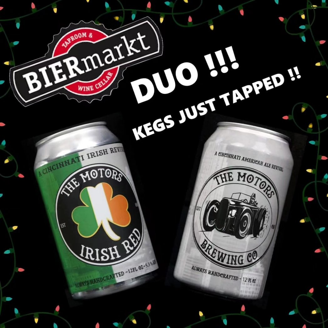 BrewMotors's tweet photo. The Motors Brewing Company IRISH &amp; AMERICAN - DOUBLE TAPPED AT @BIERmarktUSA - FRESH KEG'S - PAIRED WITH FOOD THAT WILL SEND YOUR TASTE BUDS INTO OVERDRIVE !!
#cincinnatibeer #refuel #drinklocal #eatlocal !!
420 Three Rivers Pkwy, North Bend, OH 45052 https://t.co/YeY1Oa45Uj