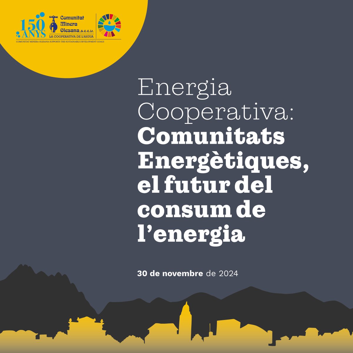 Dissabte 30/11 a Olesa. La CMO organitza la jornada Energia Cooperativa: Comunitats Energètiques, el futur del consum de l’energia, per oferir una visió completa sobre la transició energètica cap a un model més col·laboratiu i sostenible posant èmfasi en la participació ciutadana